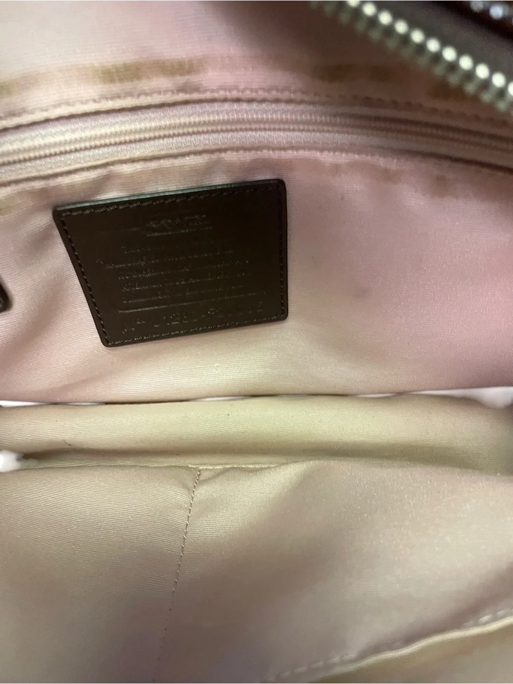 Coach Brown Patent Leather Shoulder Bag with Yellow Trim